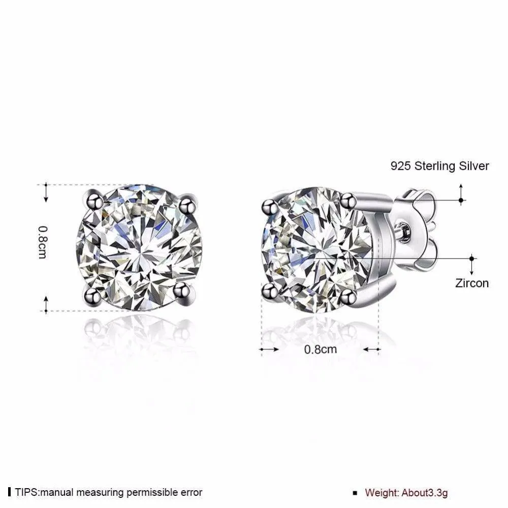 925 Sterling Silver Female Stud Earrings For Women