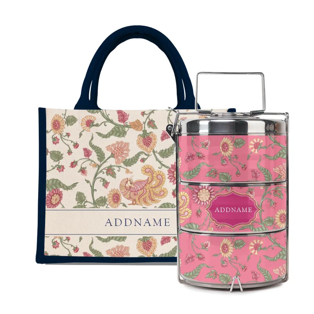 Batik Series - Cempaka Half Lining Small Jute Bag and Tiffin Carrier