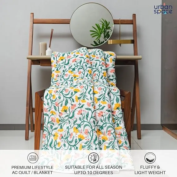 Cotton Bedsheet   AC Blanket Combo Pack - (Combo 27 - Kashmir  Majestic Aqua bedsheet)