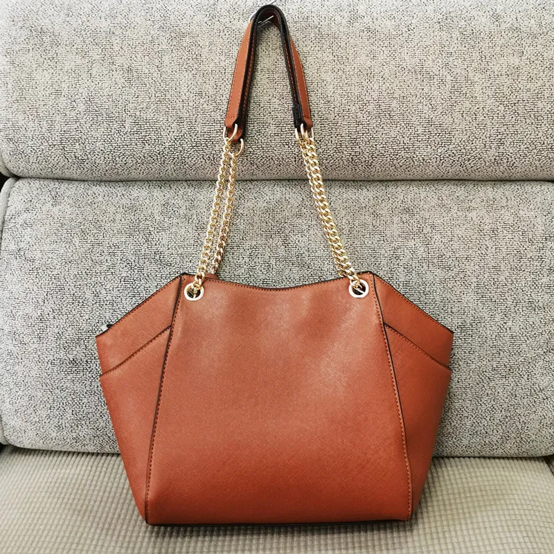Cross pattern PU leather chain hand shoulder bag with chain