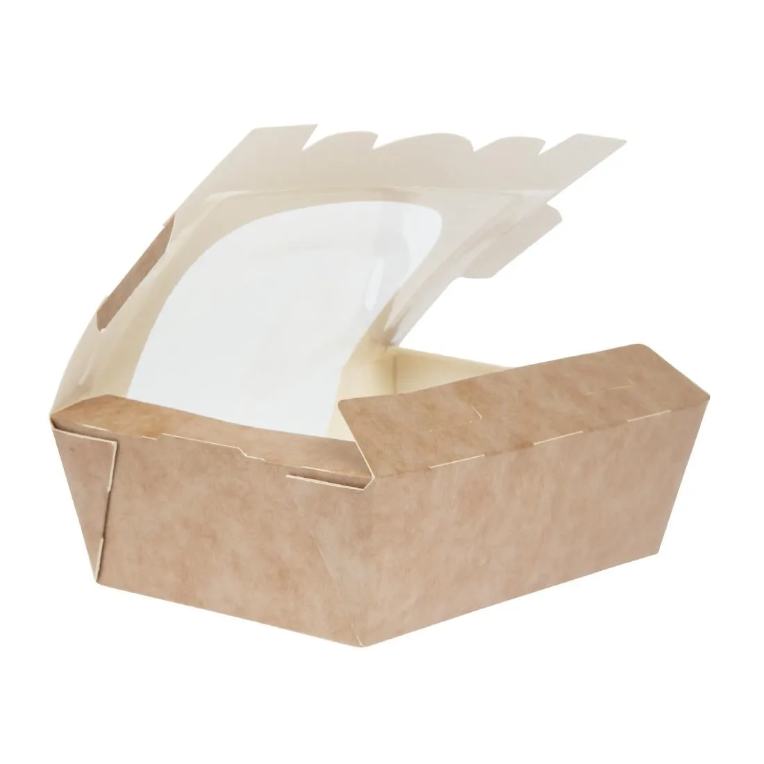 FA392 Colpac Zest Compostable Kraft Tuck-Top Salad Packs With Acetate Window 825ml / 29oz