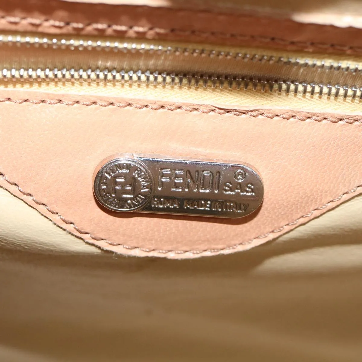 FENDI Tote Bag Leather 2way Pink Auth rd2065