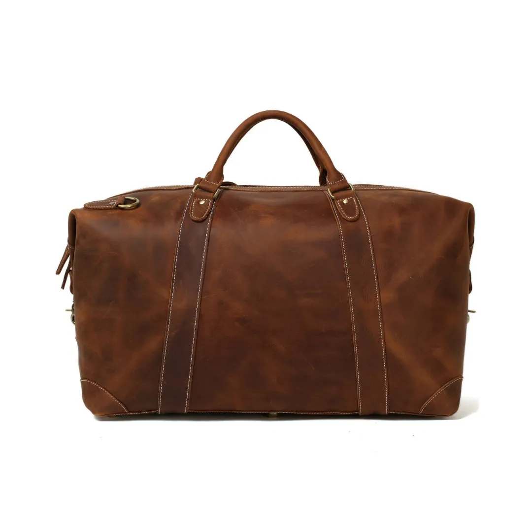 Handmade Vintage Full Grain Leather Travel Duffle Bag - Vintage Brown
