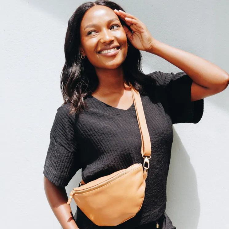 Toffee Leather Bum Bag (w Gold Fittings)