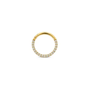 Trident 24kt Gold PVD Titanium Forward Facing Jewelled Hinged Ring