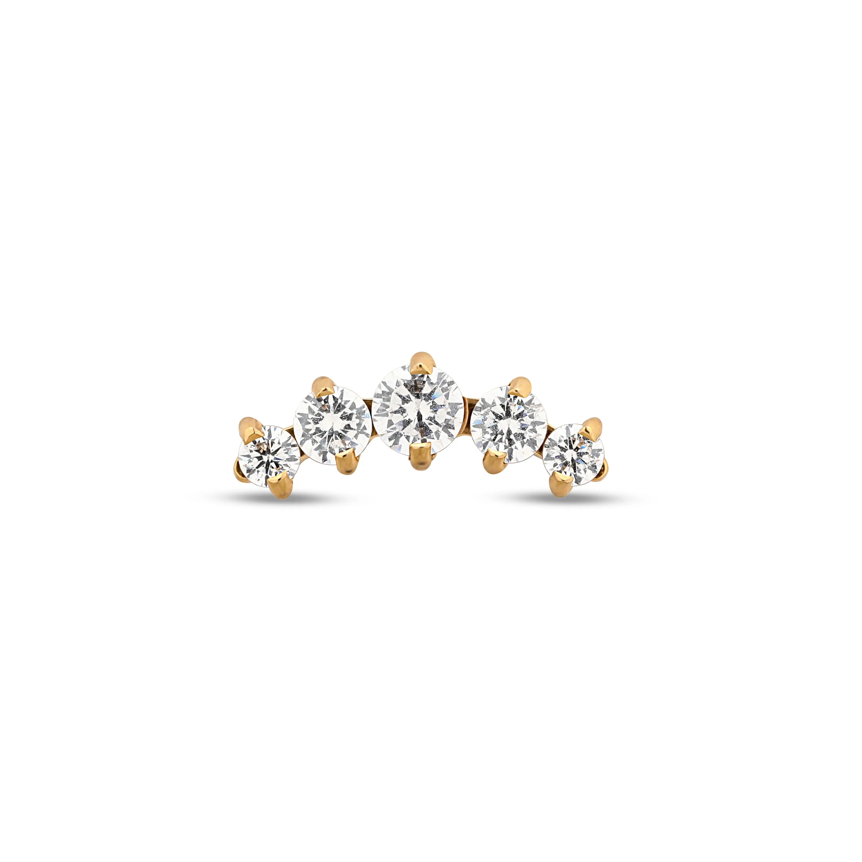 Trident 24kt Gold PVD Titanium Internally Threaded 5 Curved Jeweled Prong Set Attachment