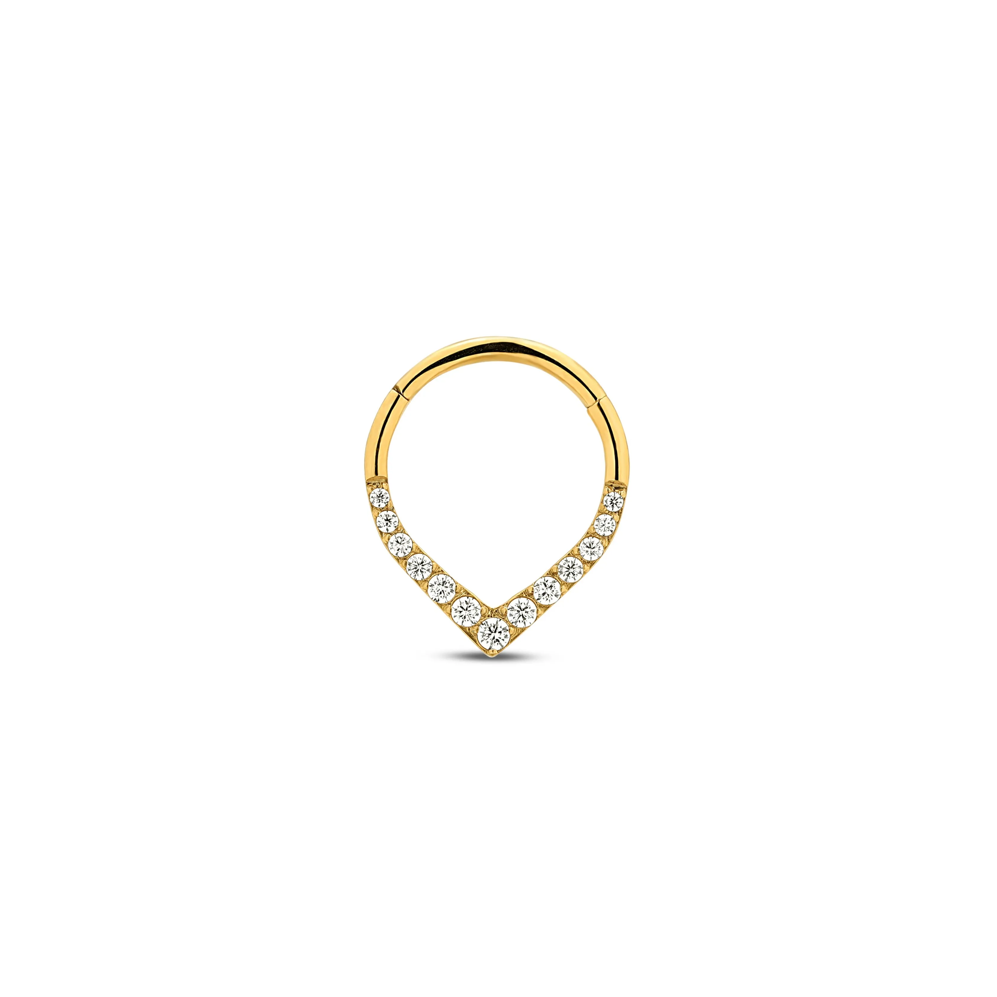 Trident 24kt Gold PVD Titanium Tear Hinged Ring